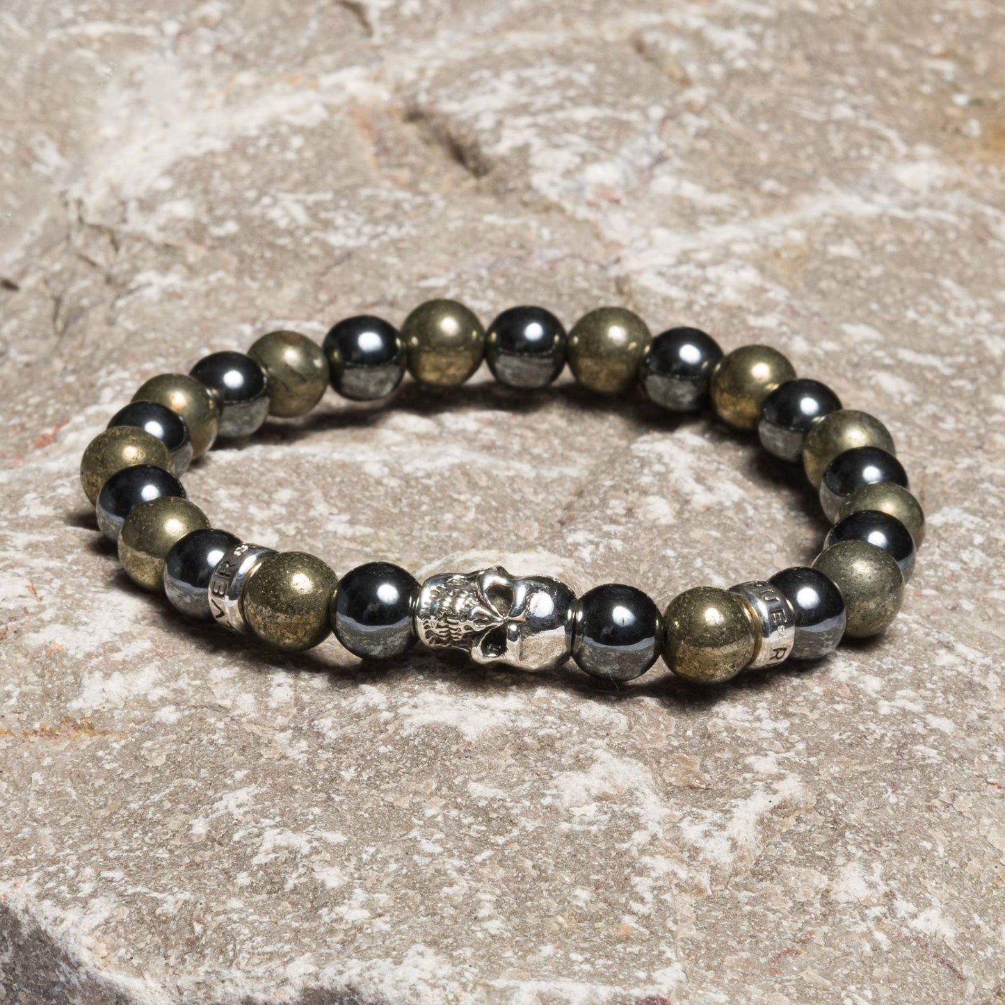 Bracelet Pyrite/Hematite shiny 8 mm