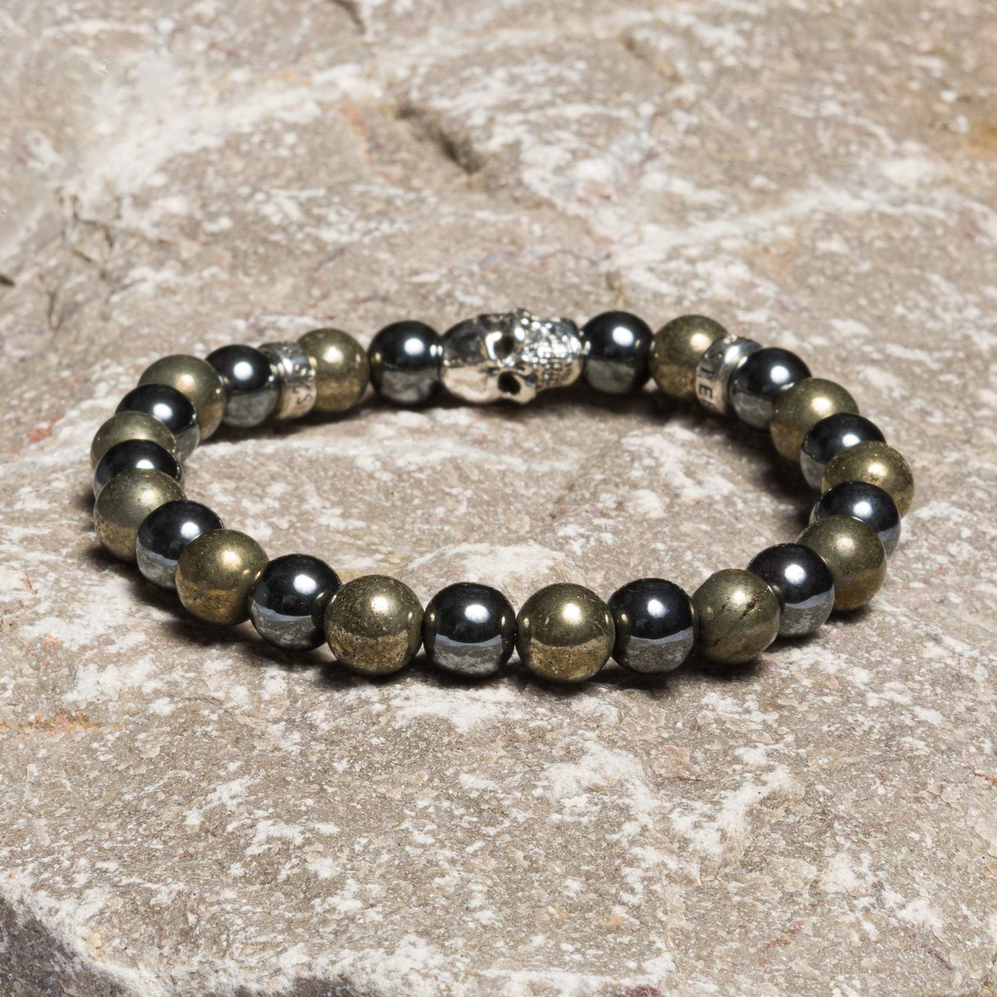 Bracelet Pyrite/Hematite shiny 8 mm