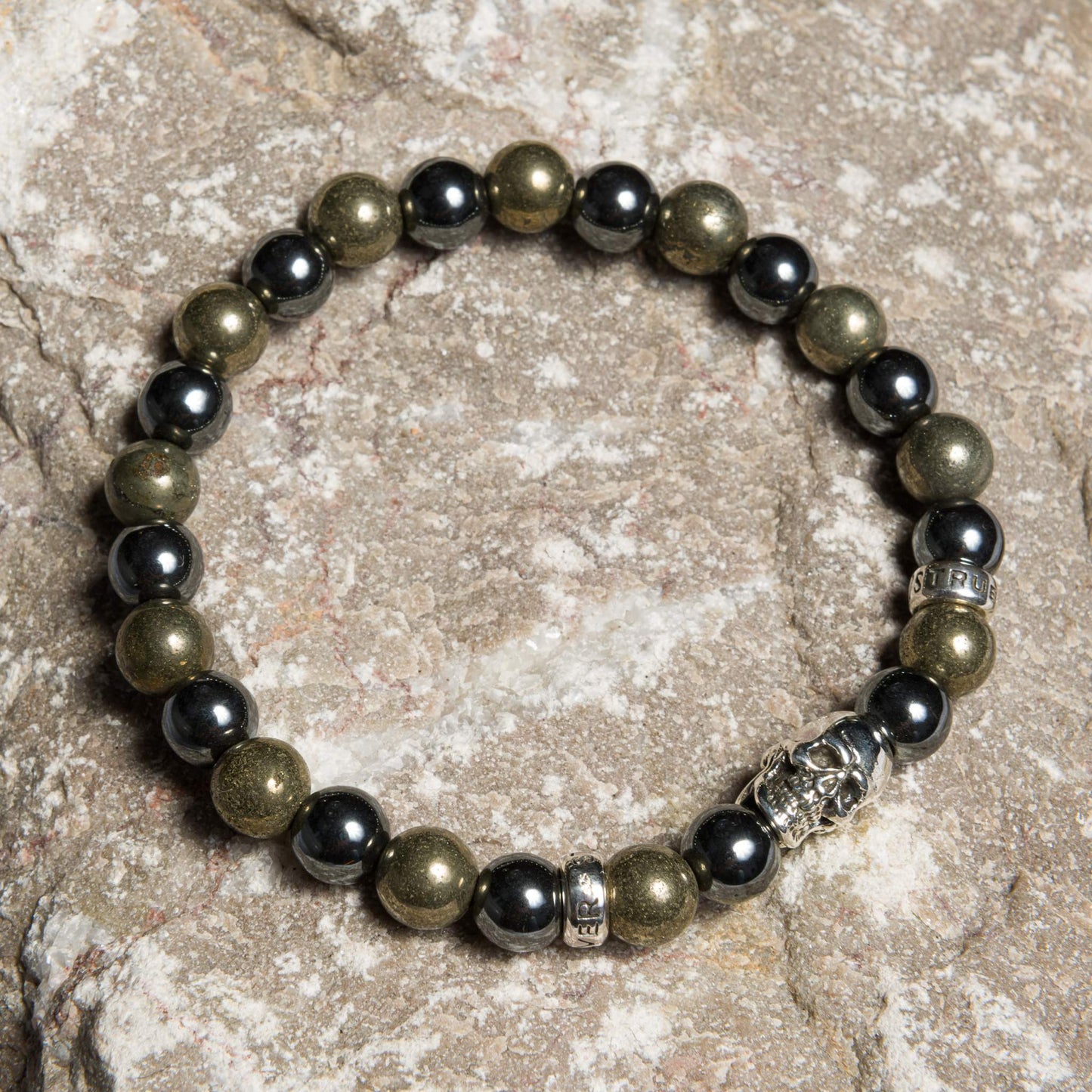 Bracelet Pyrite/Hematite shiny 8 mm