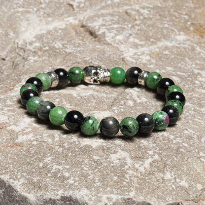 Bracelet Ruby Zoisite/Eagle eye shiny 8 mm