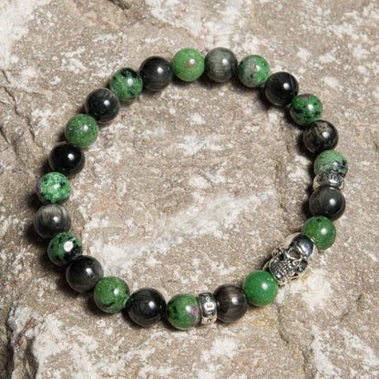 Bracelet Ruby Zoisite/Eagle eye shiny 8 mm