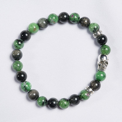 Bracelet Ruby Zoisite/Eagle eye shiny 8 mm