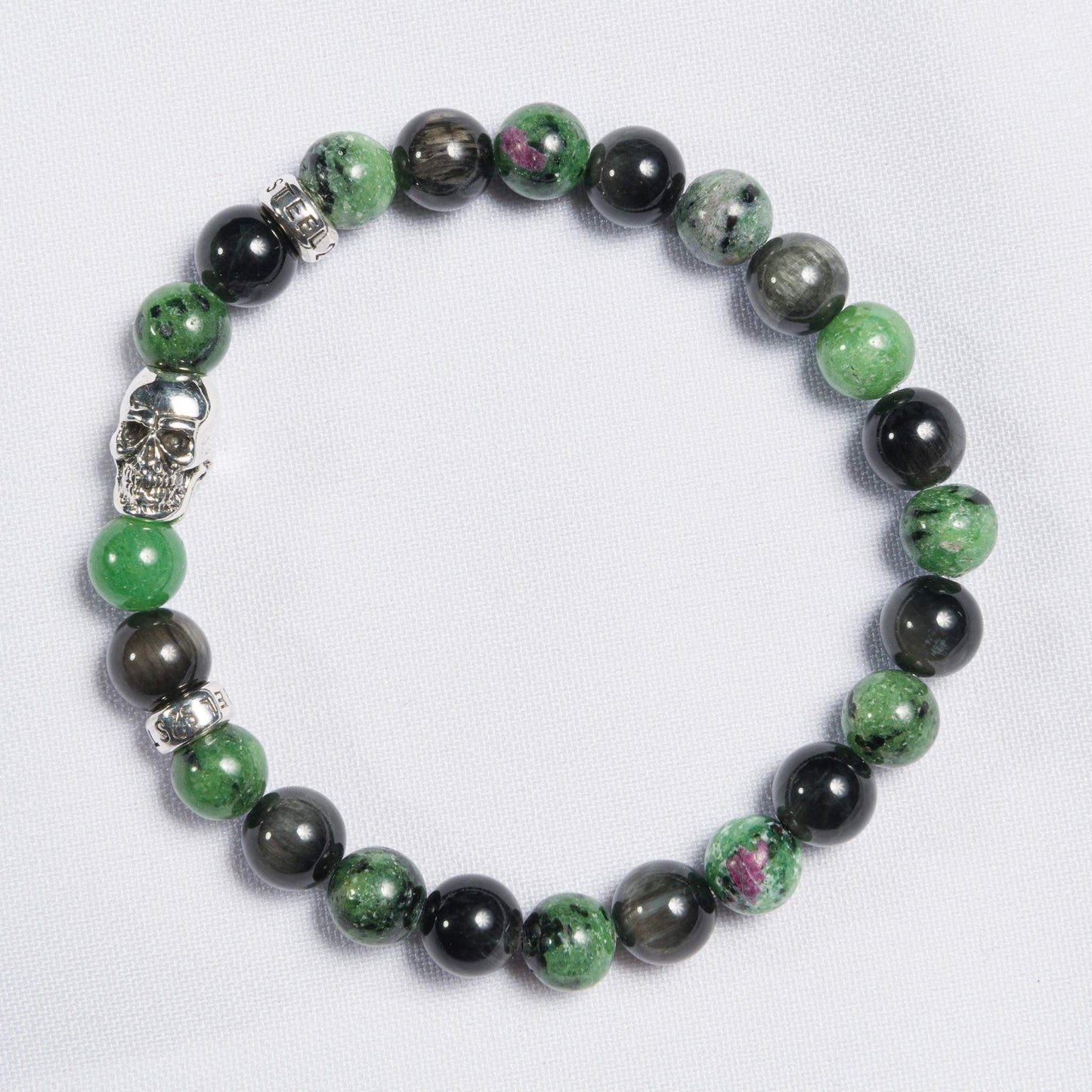 Bracelet Ruby Zoisite/Eagle eye shiny 8 mm