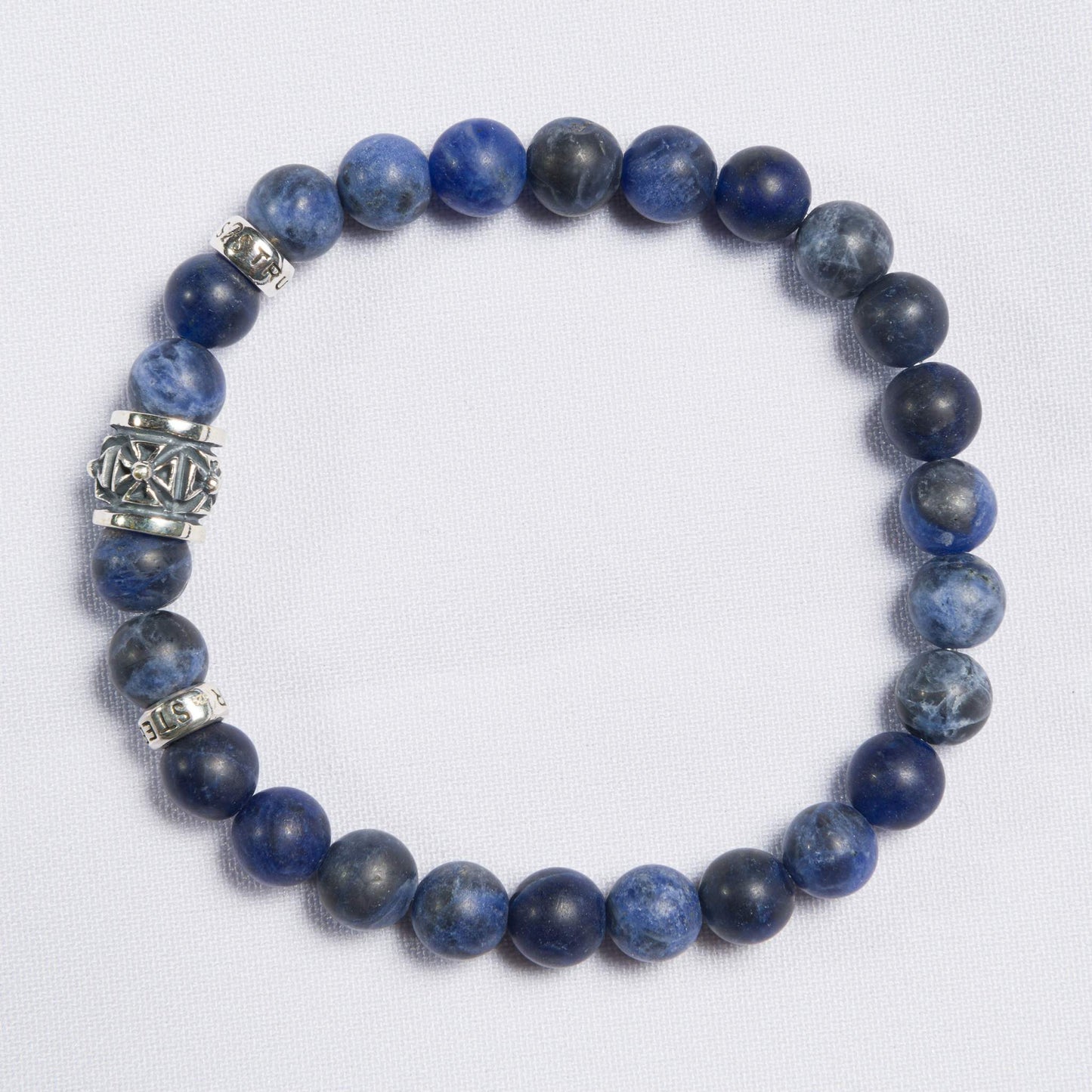 Bracelet matt Sodalite 8 mm Cross