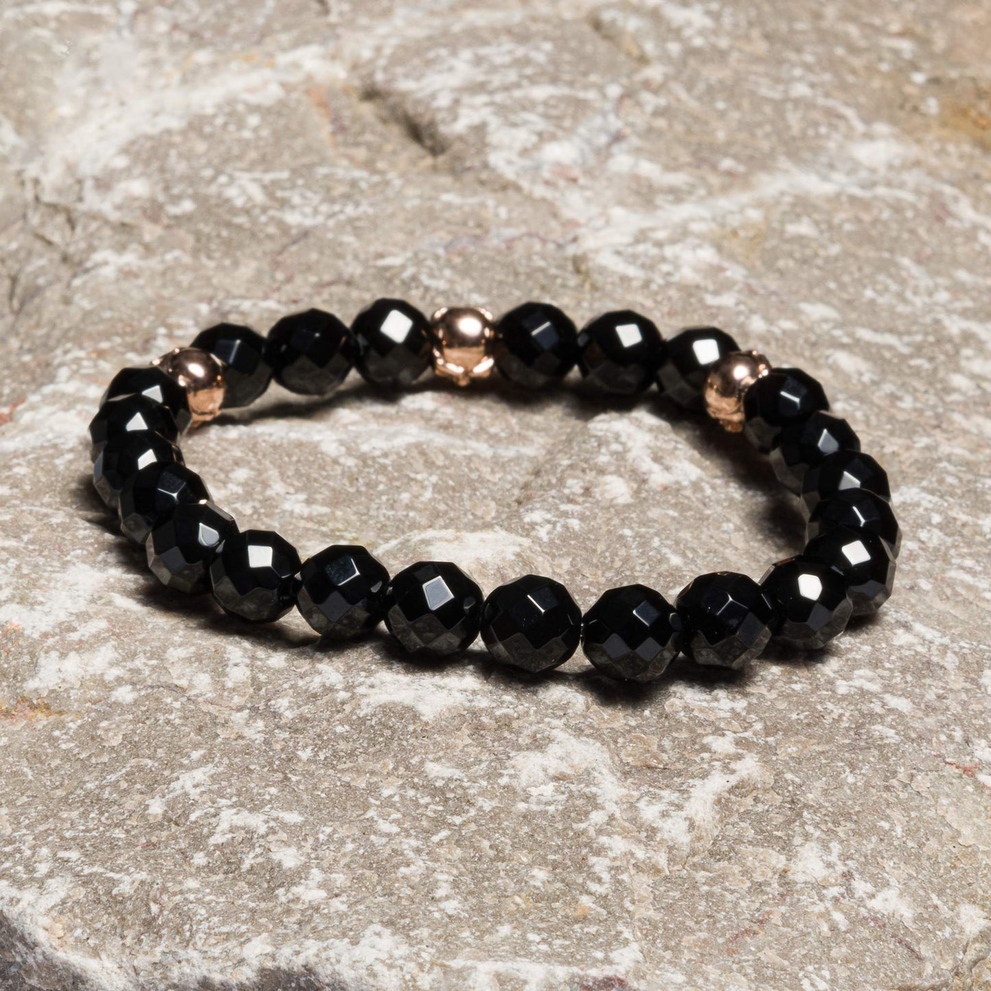 Bracelet Onyx faceted 8 mm