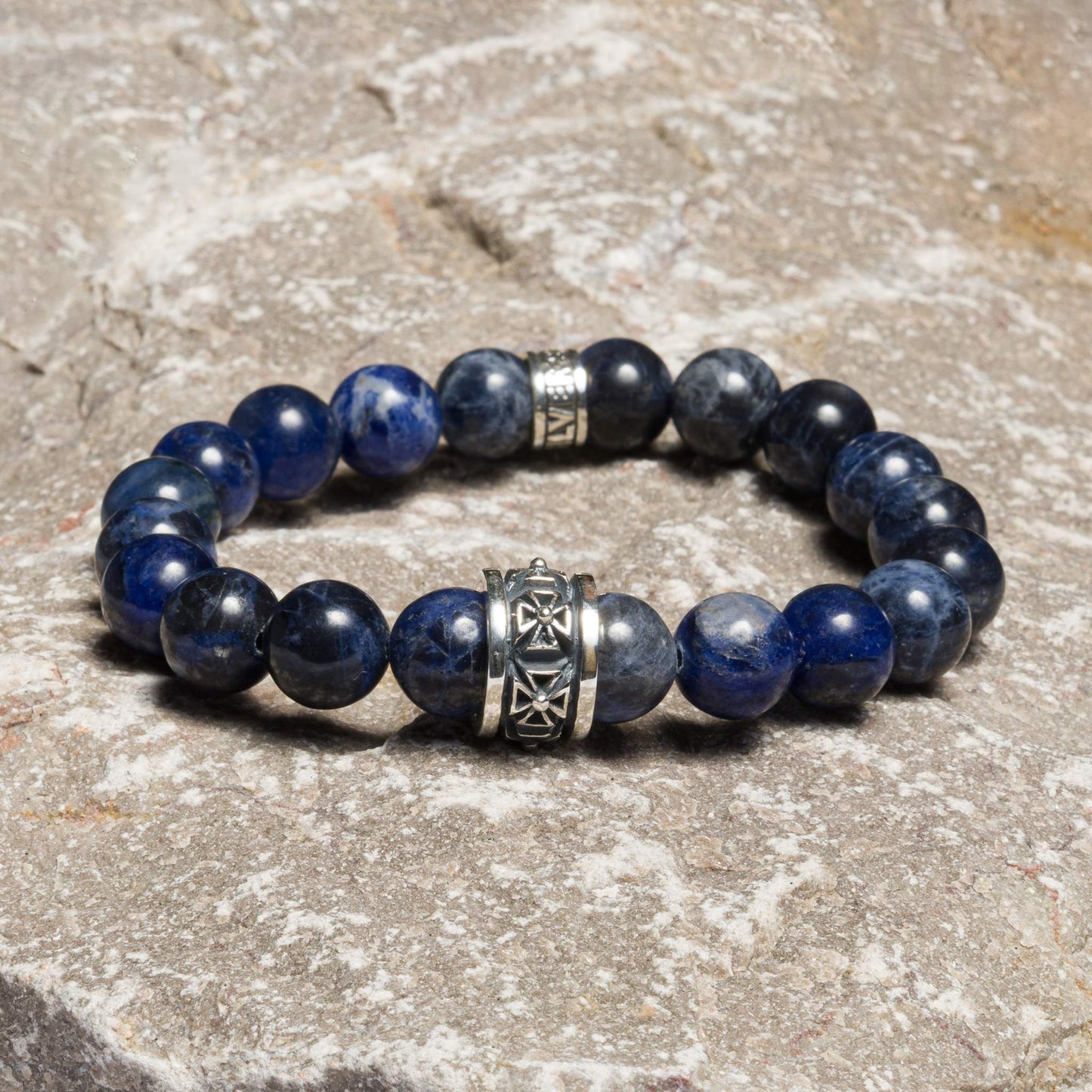 Bracelet Sodalite shiny 10 mm Cross