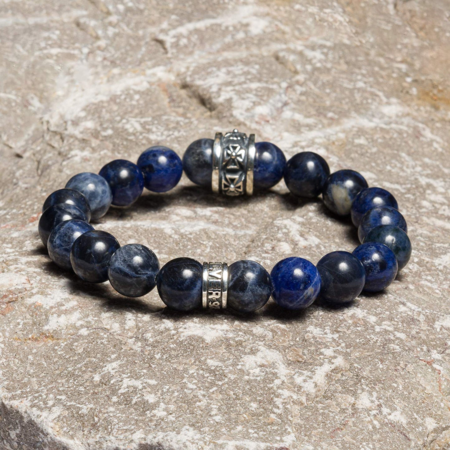 Bracelet Sodalite shiny 10 mm Cross