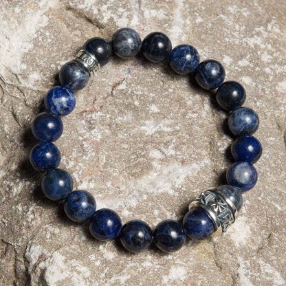 Bracelet Sodalite shiny 10 mm Cross