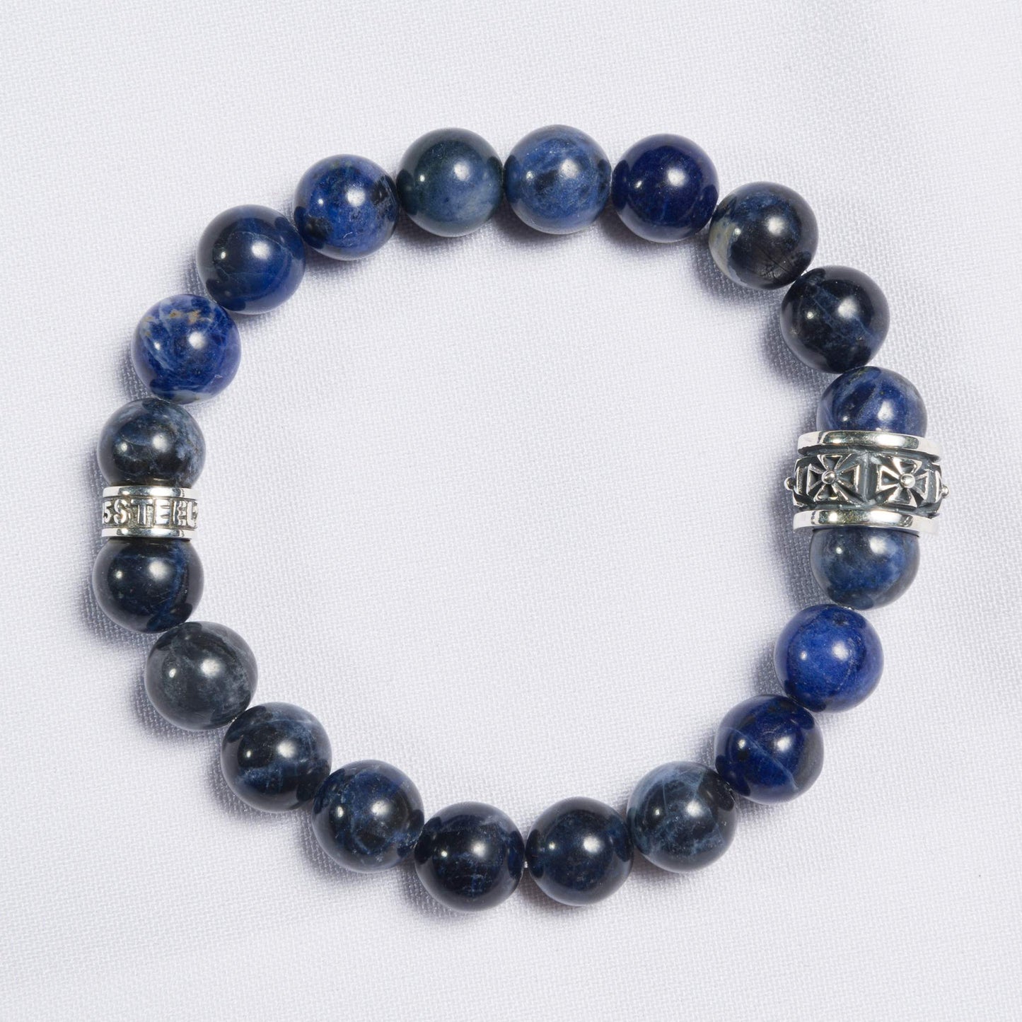 Bracelet Sodalite shiny 10 mm Cross