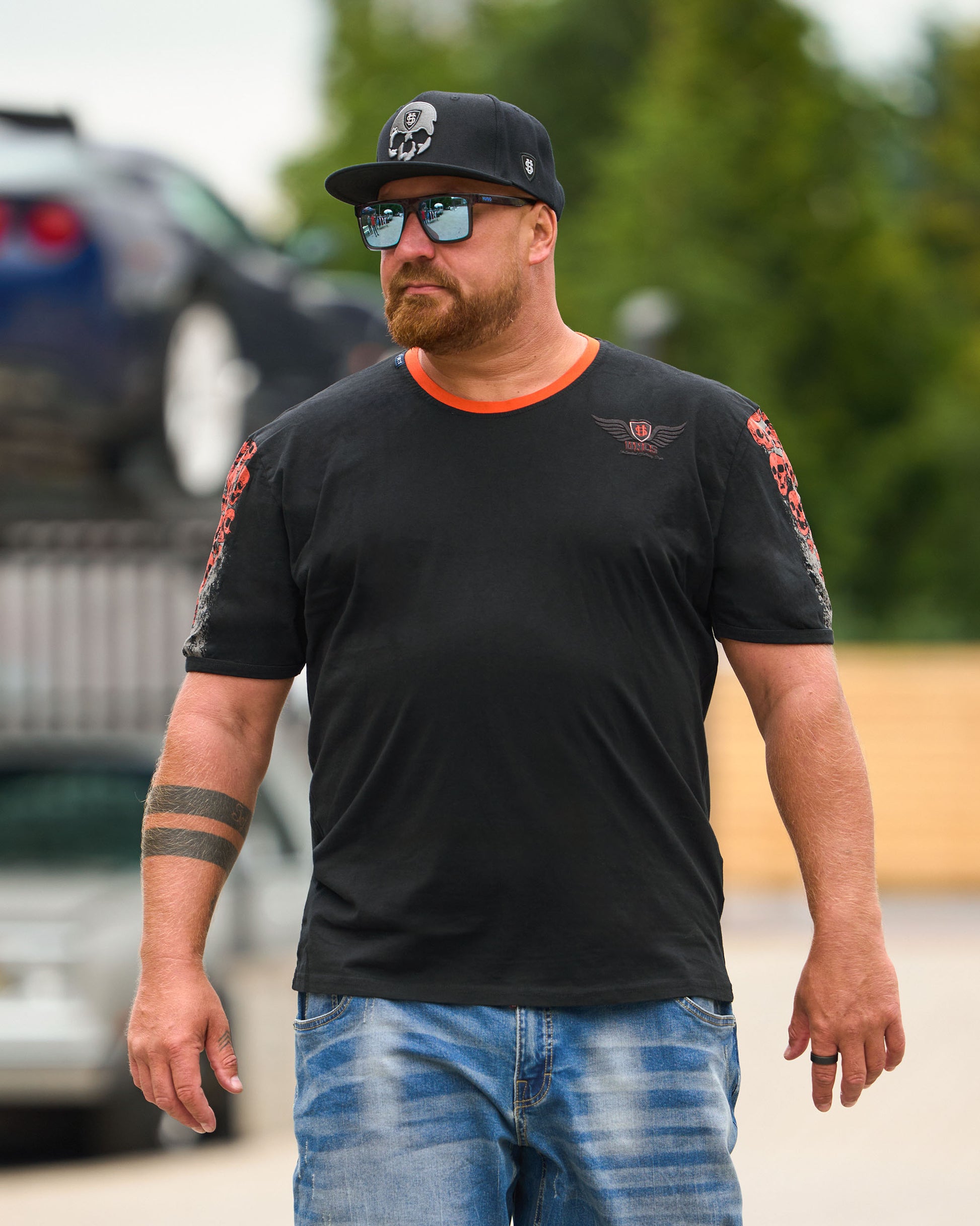 MALLORY IV Men's T-Shirt BLACK/ORANGE
