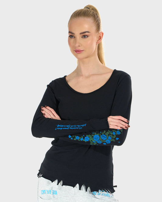 CLAUDIE LS BLACK Women's T-shirt BLACK