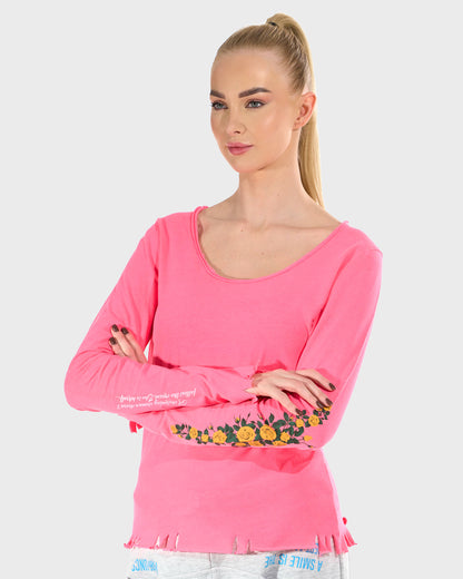 CLAUDIE LS NEON PINK Women's T-shirt NEON PINK