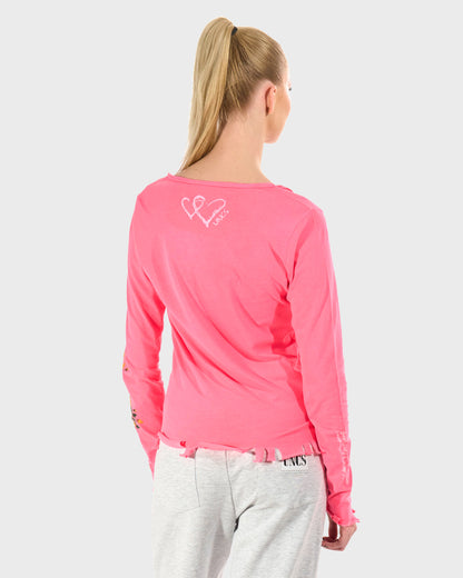 CLAUDIE LS NEON PINK Women's T-shirt NEON PINK
