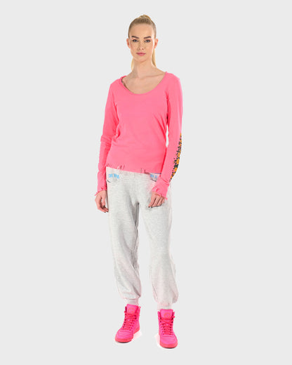 CLAUDIE LS NEON PINK Women's T-shirt NEON PINK