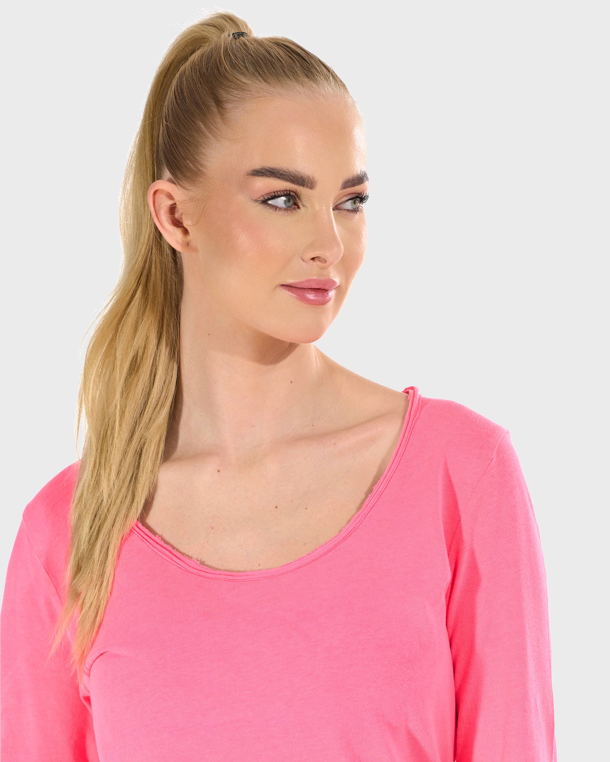 CLAUDIE LS NEON PINK Women's T-shirt NEON PINK