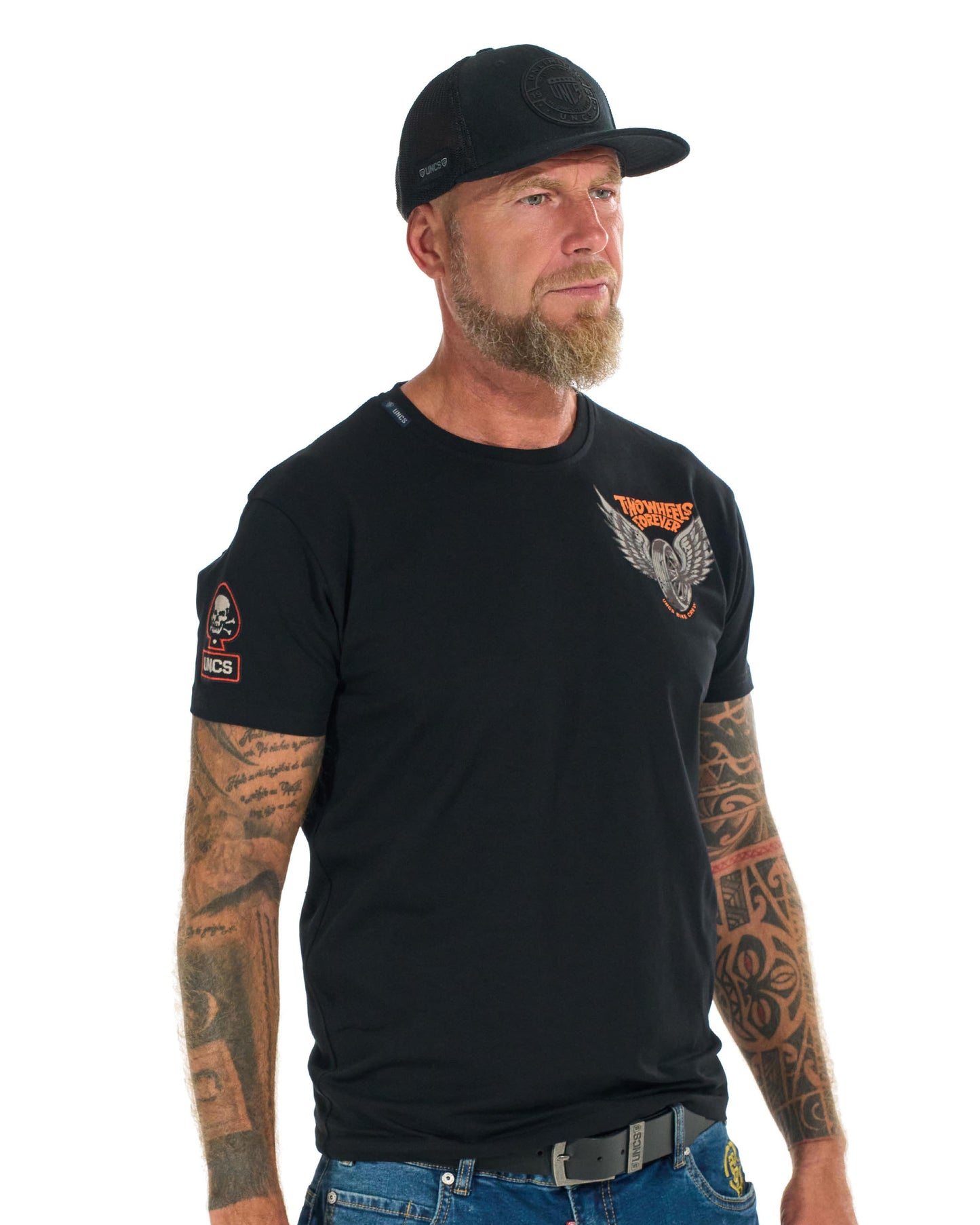 TWO WHEELS II Men's T-Shirt BLACK/ORANGE