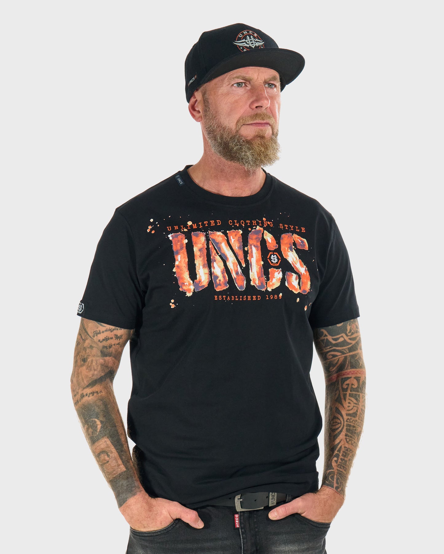 RODNEY III Men's T-Shirt BLACK/ORANGE