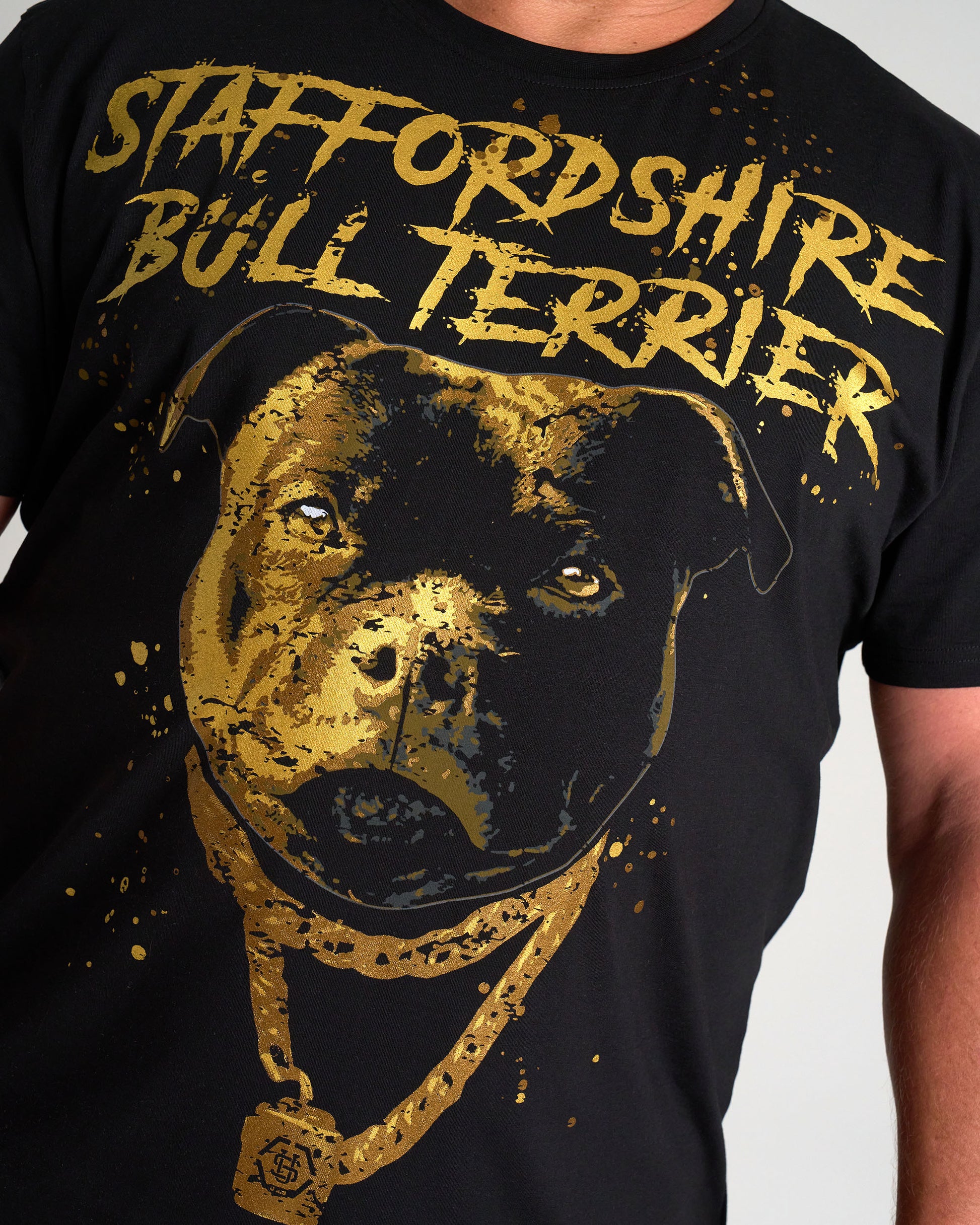 BULL TERRIER III Men's T-Shirt BLACK/GOLD