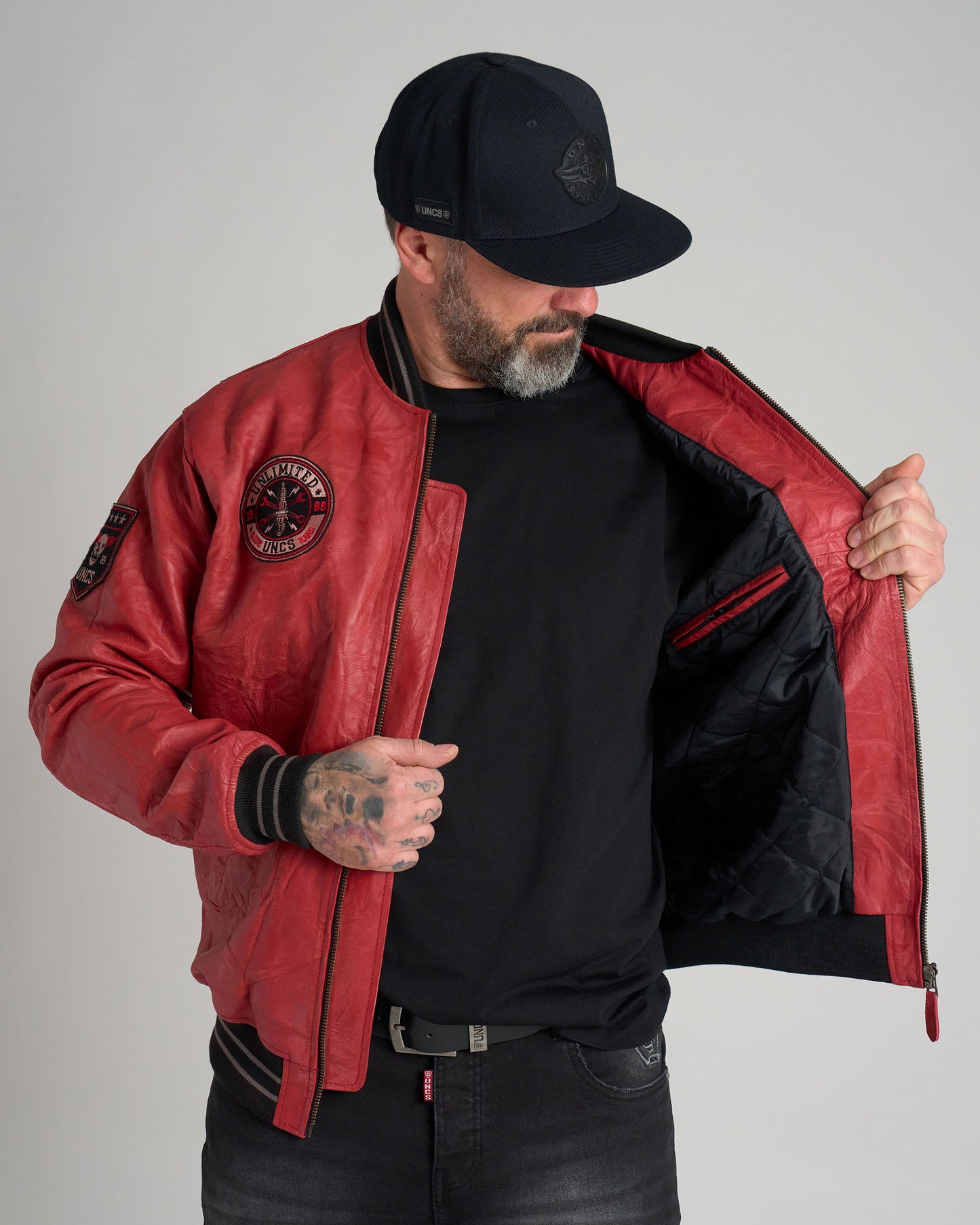 BIKER Men's Leather Jacket RED