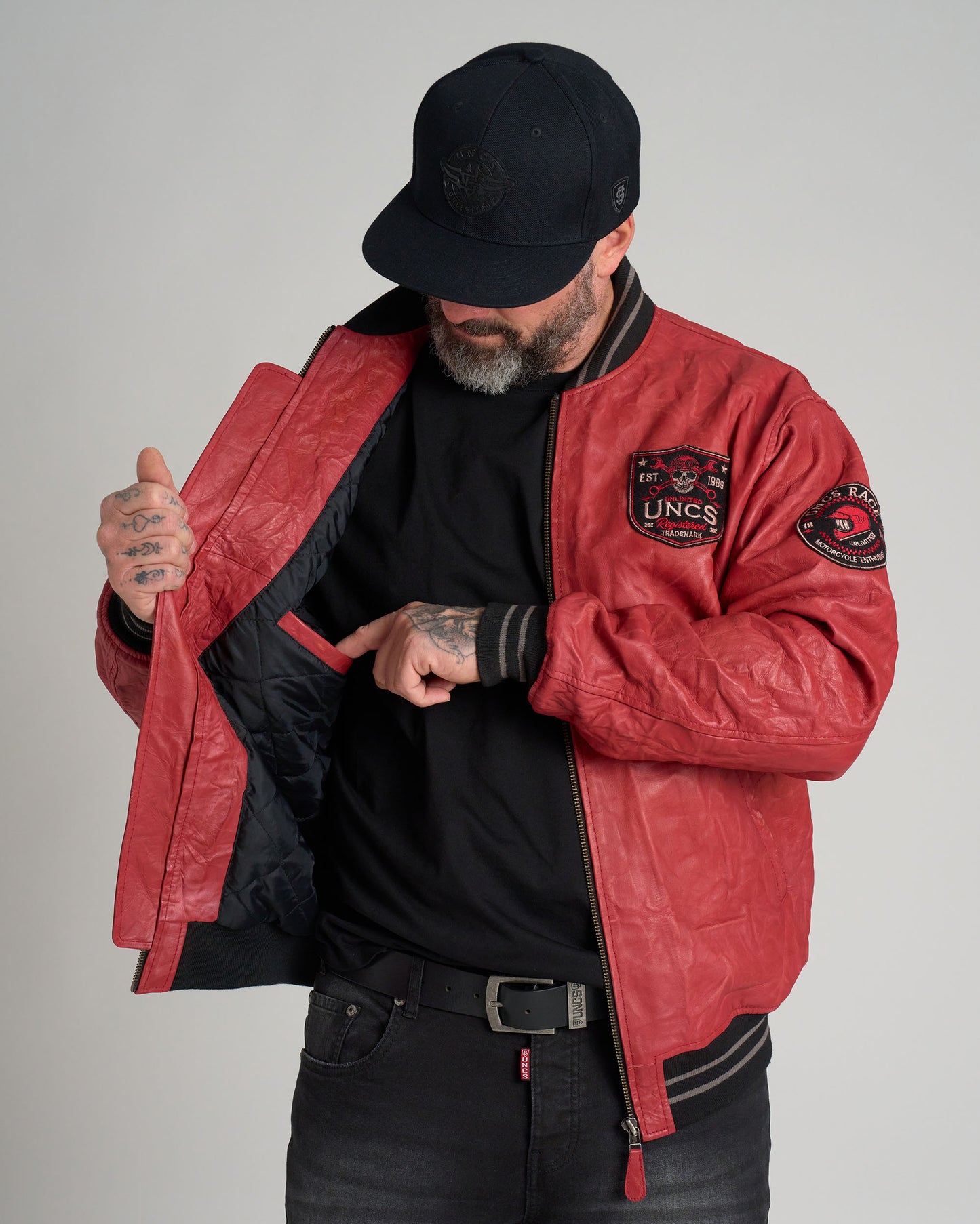 BIKER Men's Leather Jacket RED
