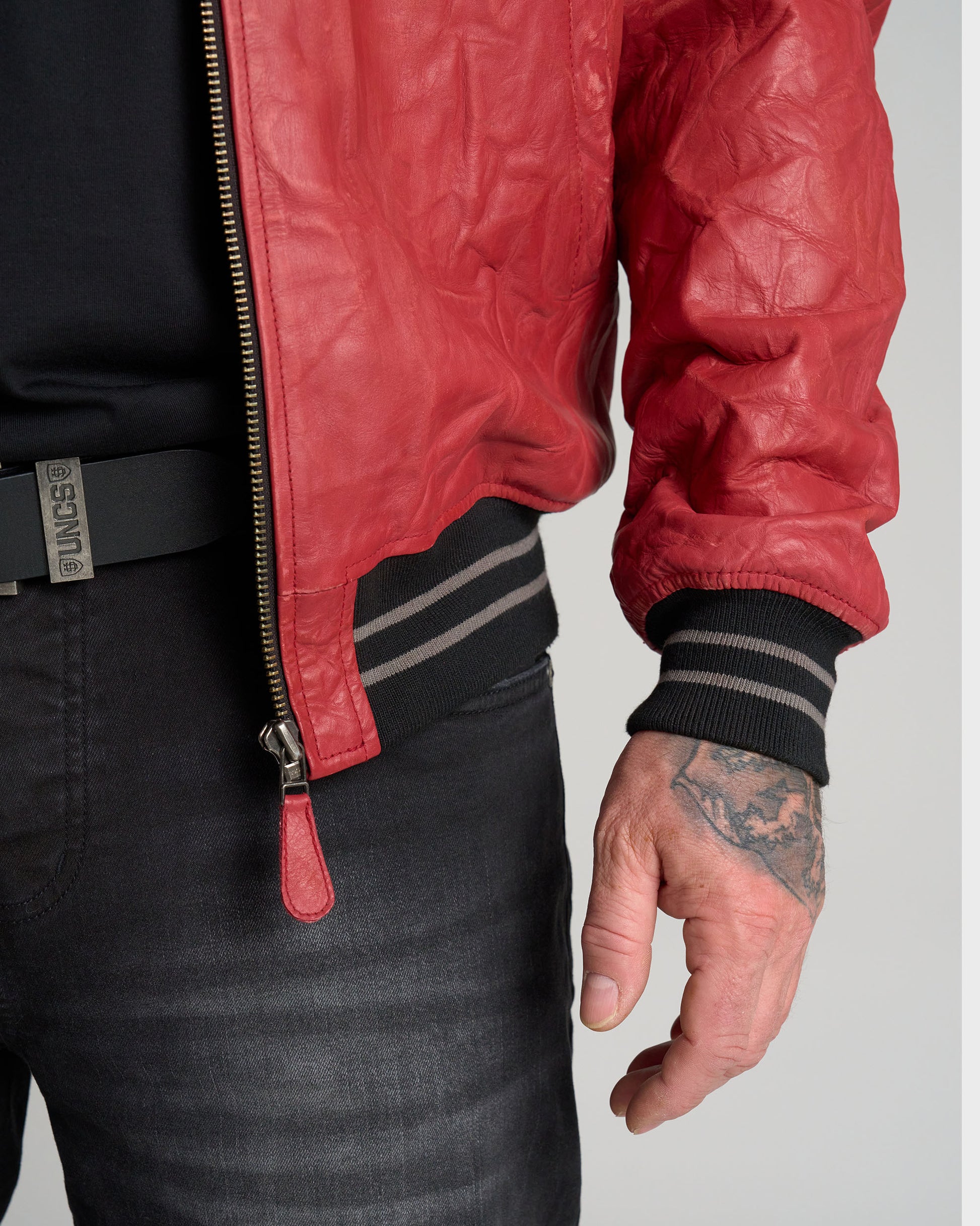 BIKER Men's Leather Jacket RED