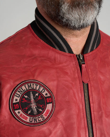 BIKER Men's Leather Jacket RED