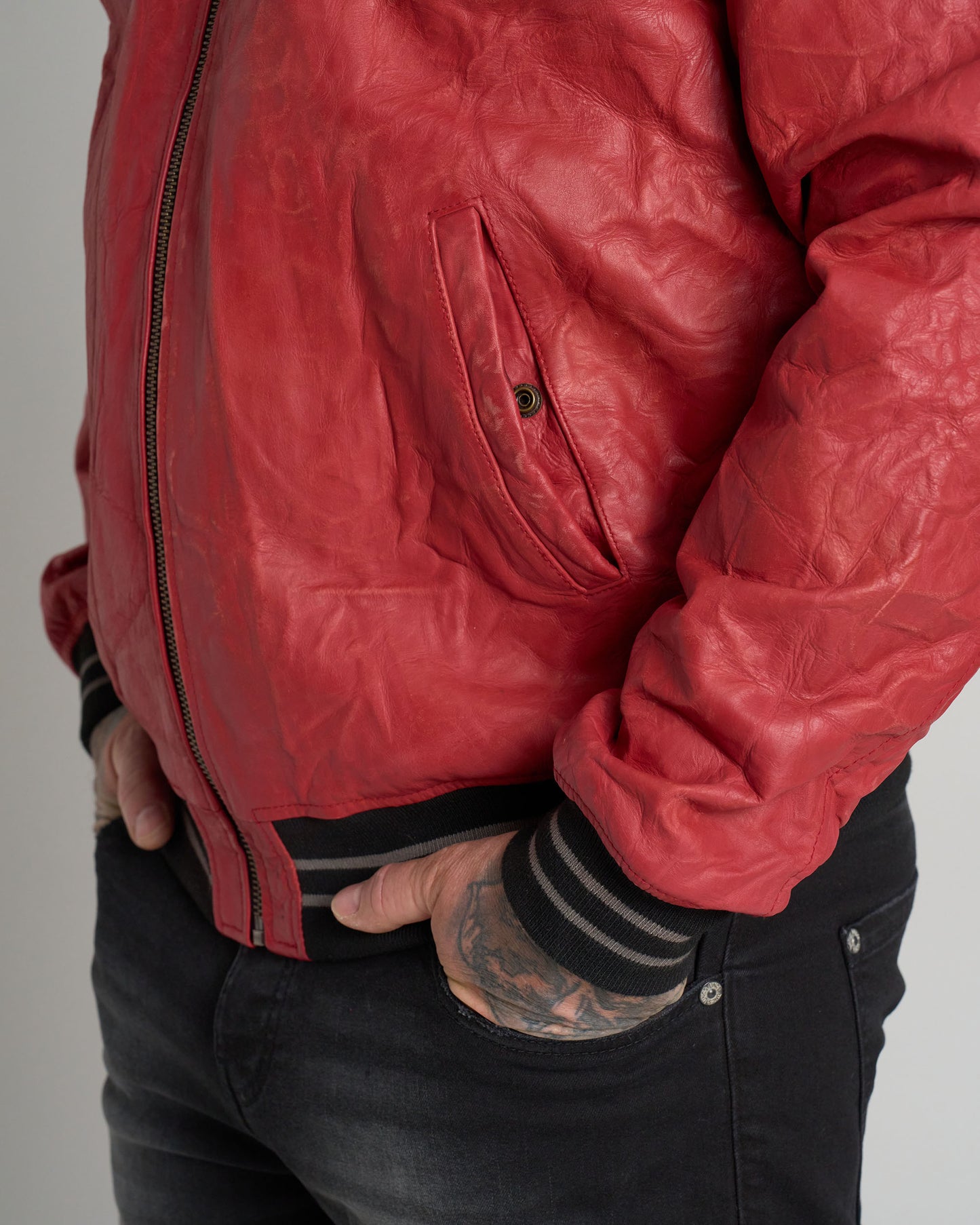 BIKER Men's Leather Jacket RED