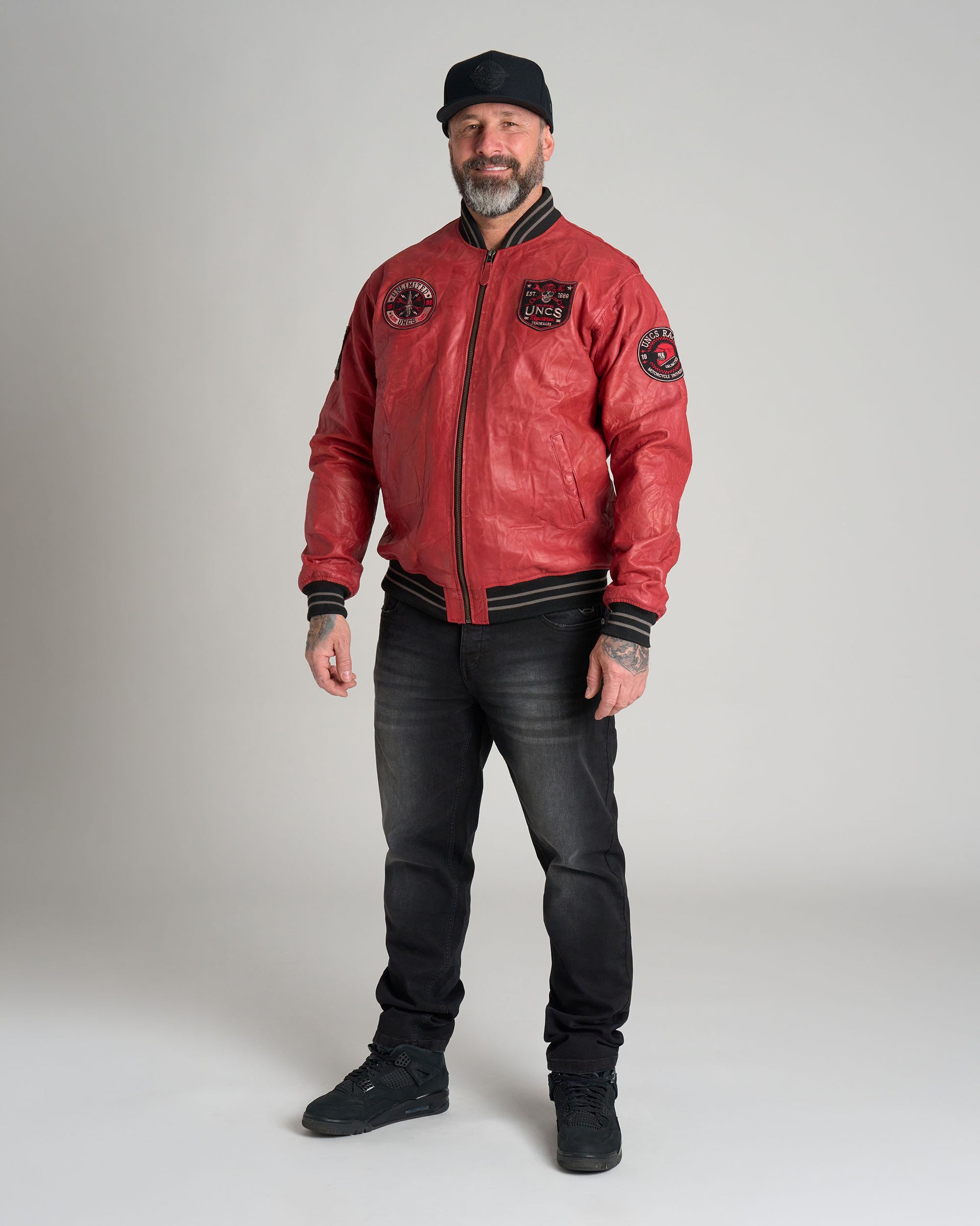 BIKER Men's Leather Jacket RED