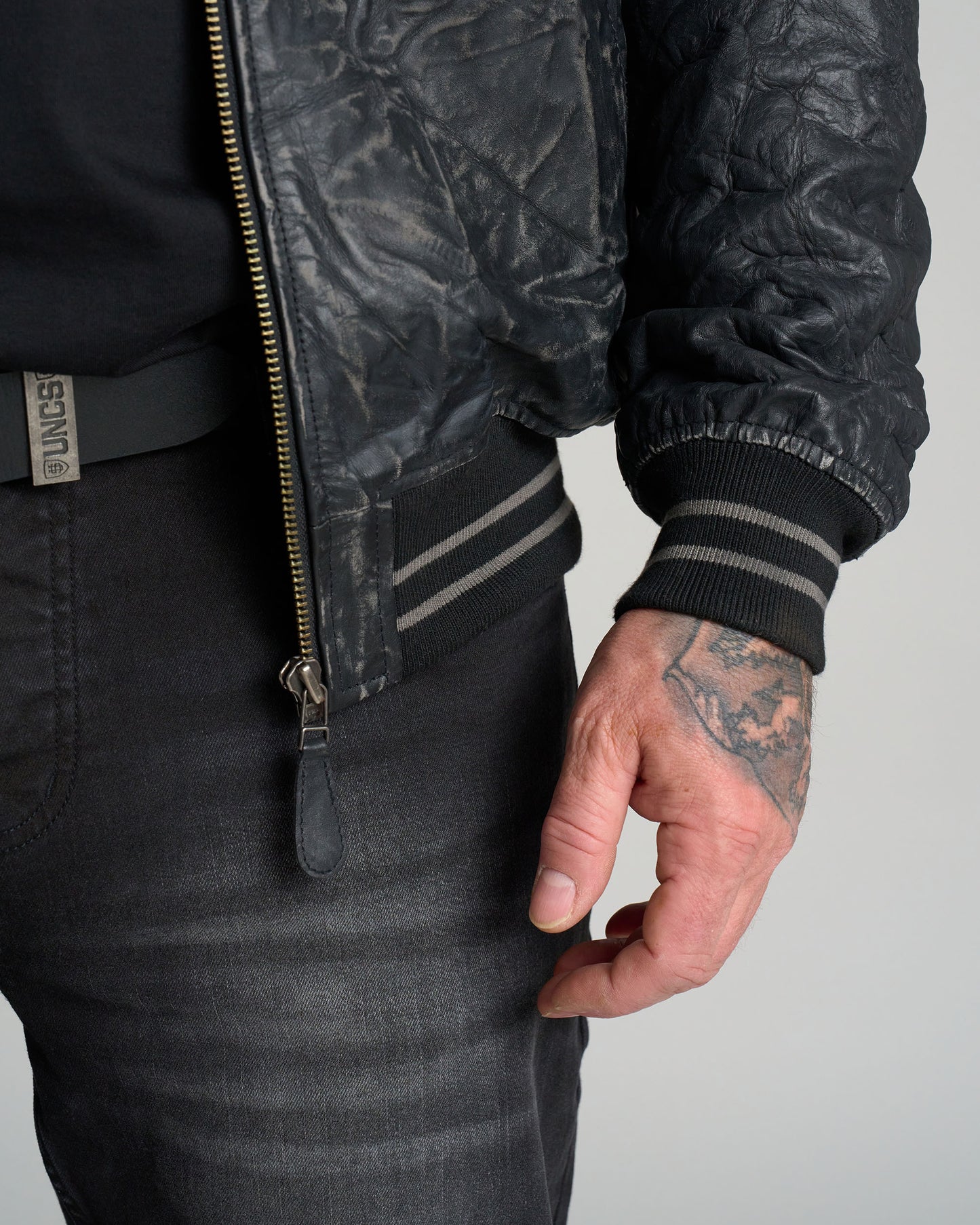 BIKER Men's Leather Jacket BLACK