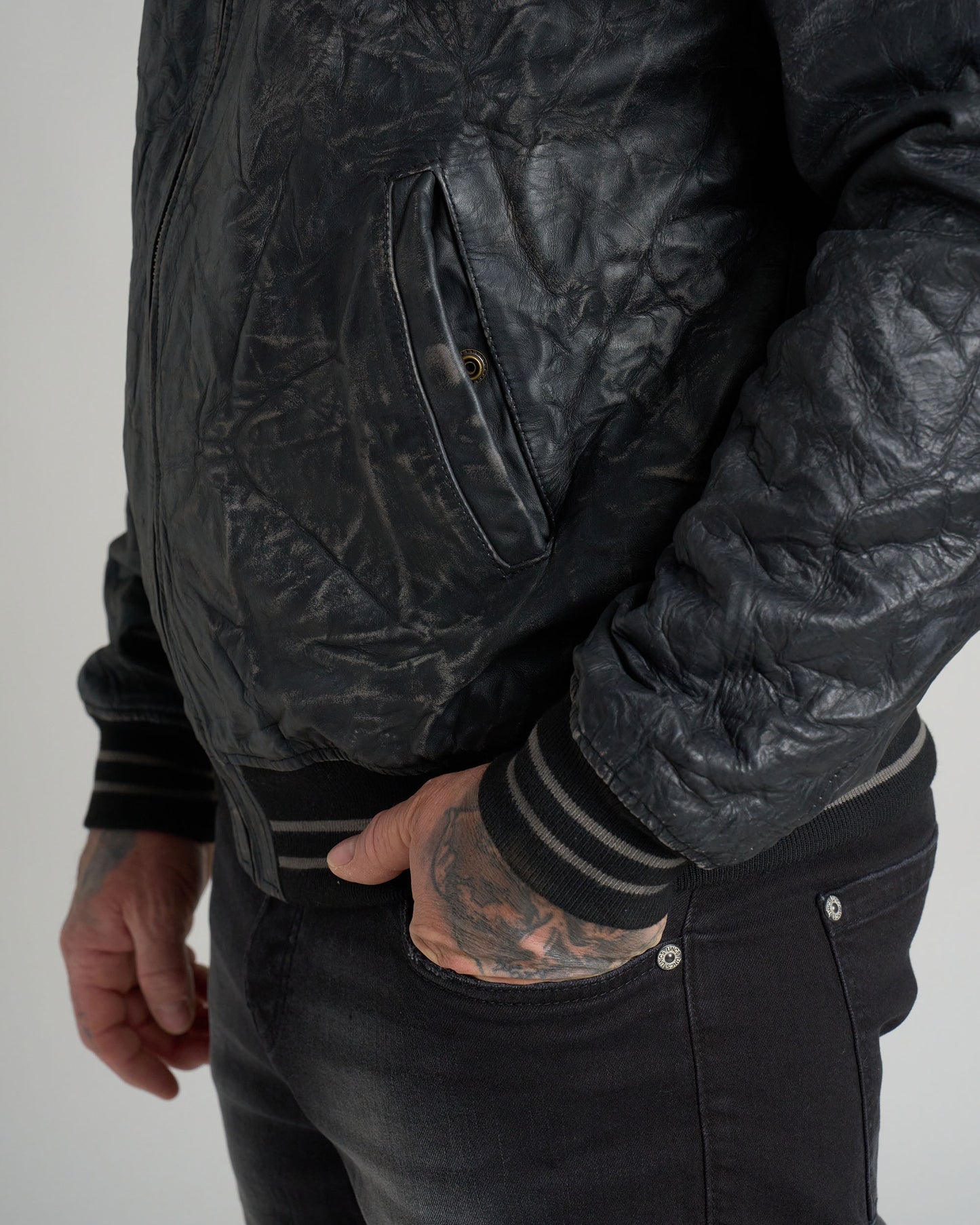 BIKER Men's Leather Jacket BLACK