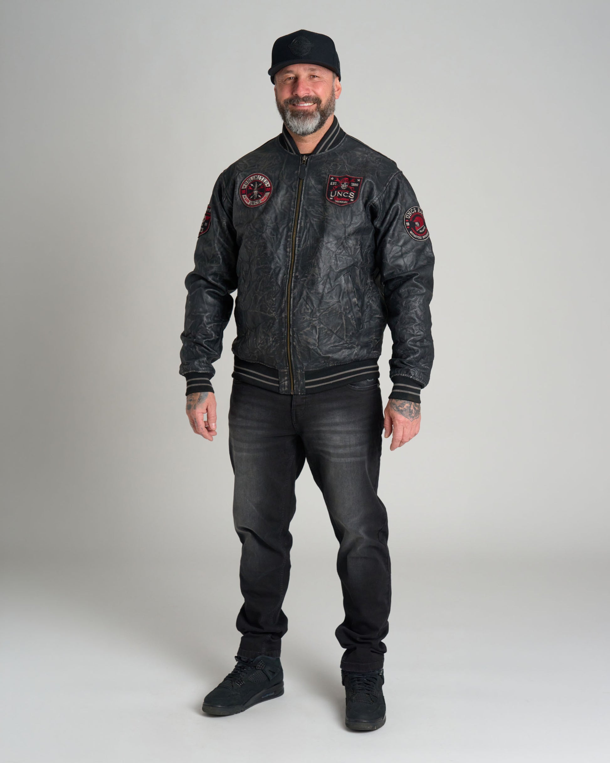 BIKER Men's Leather Jacket BLACK
