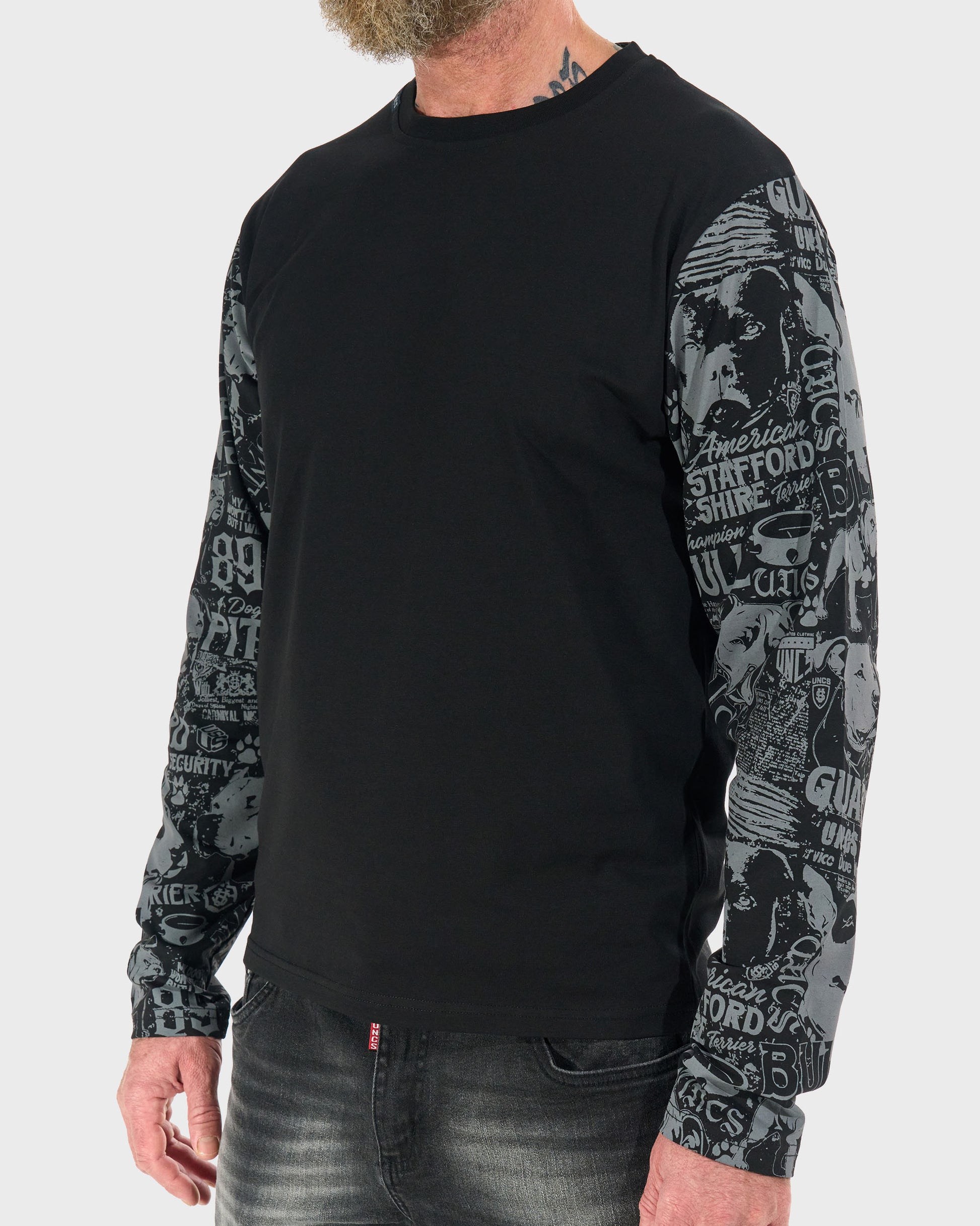 COMICS LS Men's T-Shirt BLACK