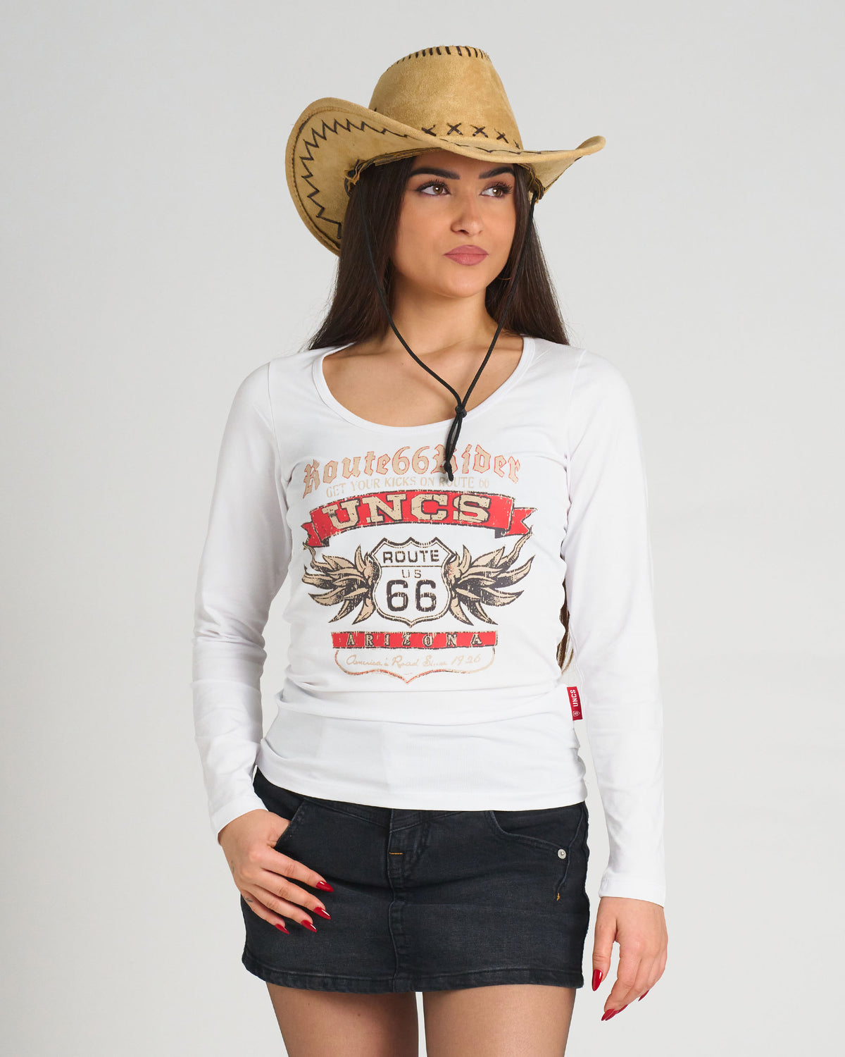 ROUTE 66 LS Women's T-Shirt WHITE