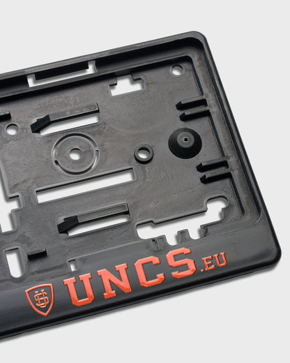 UNCS CAR License Plate Holder BLACK/ORANGE